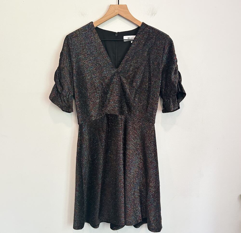 Elliatt Multi Color Sparkle Swing Dress Black Size M